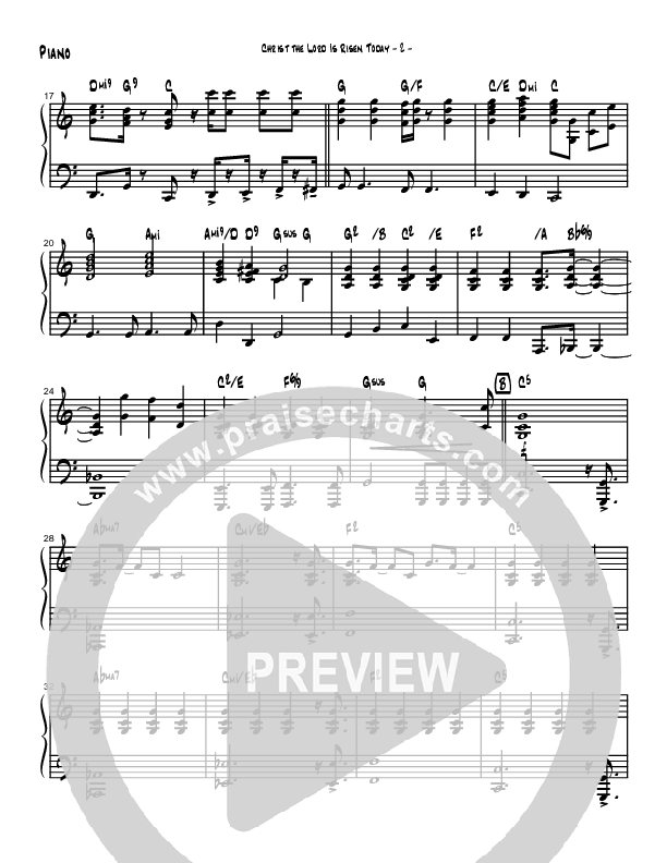 Christ The Lord Is Risen Today (Instrumental) Piano Sheet (Brad Henderson)