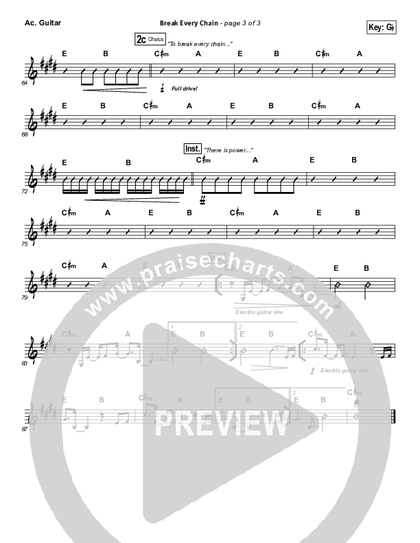 Break Every Chain Acoustic Guitar Sheet Music PDF (Will Reagan / United