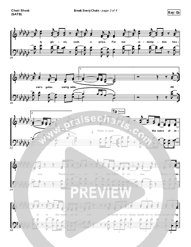 Break Every Chain Choir Sheet (SATB) (Will Reagan / United Pursuit)