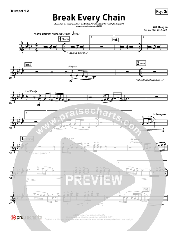 Break Every Chain Trumpet 1,2 (Will Reagan / United Pursuit)