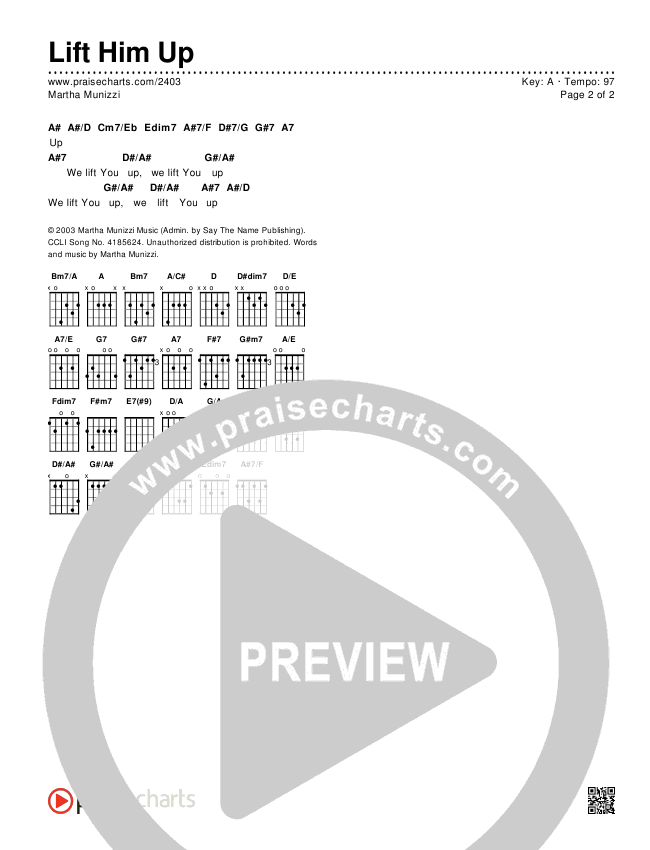 Lift Him Up Chords & Lyrics (Martha Munizzi)