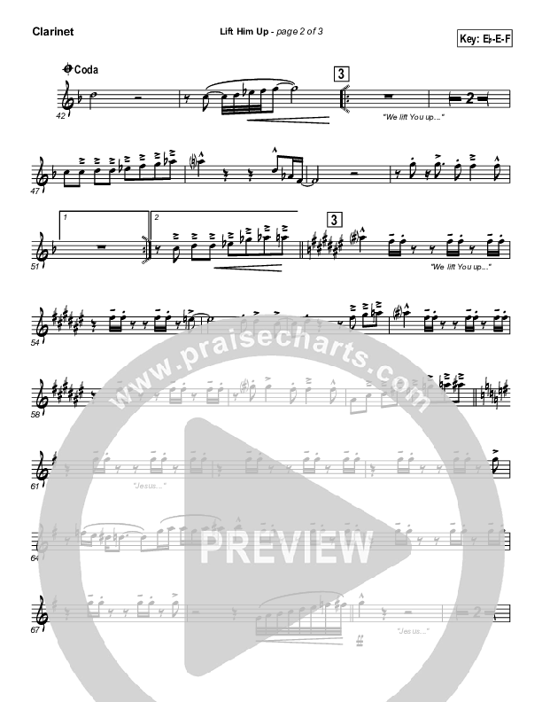 Lift Him Up Clarinet (Martha Munizzi)