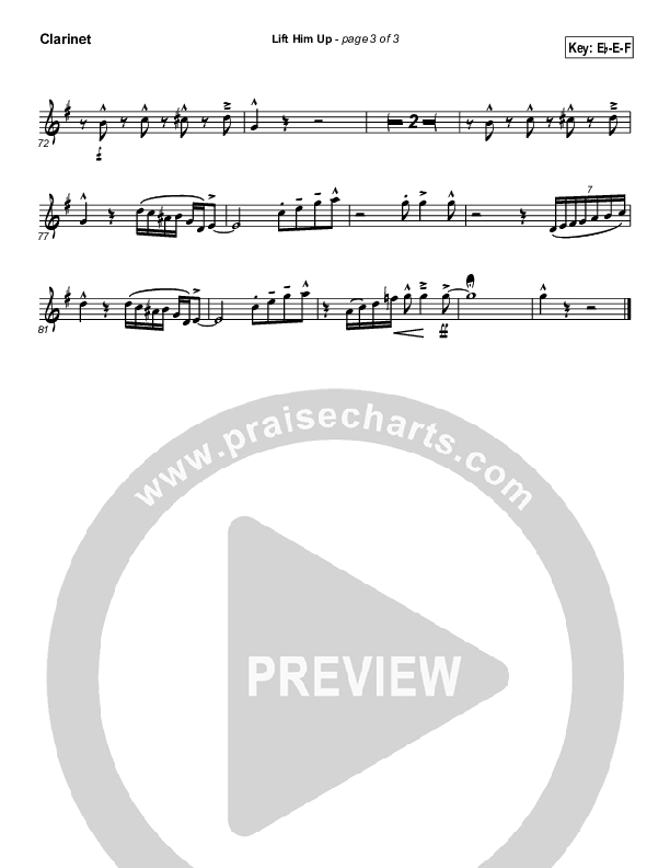 Lift Him Up Clarinet (Martha Munizzi)