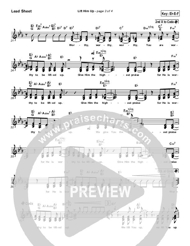 Lift Him Up Lead Sheet (SAT) (Martha Munizzi)