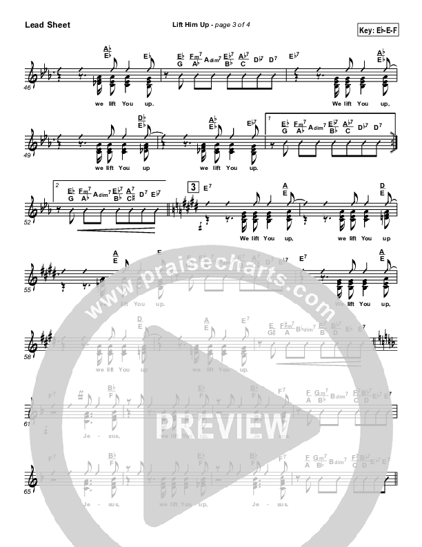 Lift Him Up Lead Sheet (SAT) (Martha Munizzi)