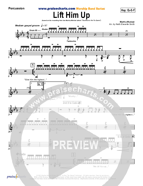 Lift Him Up Percussion (Martha Munizzi)