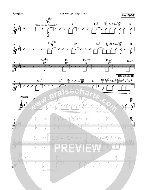 Lift Him Up Rhythm Chart (Martha Munizzi)