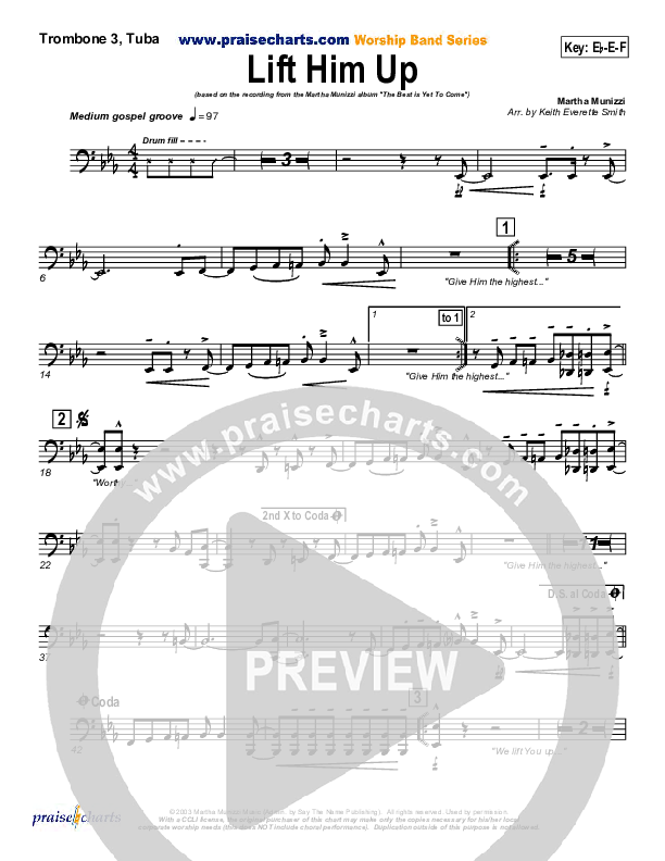 Lift Him Up Trombone 3/Tuba (Martha Munizzi)