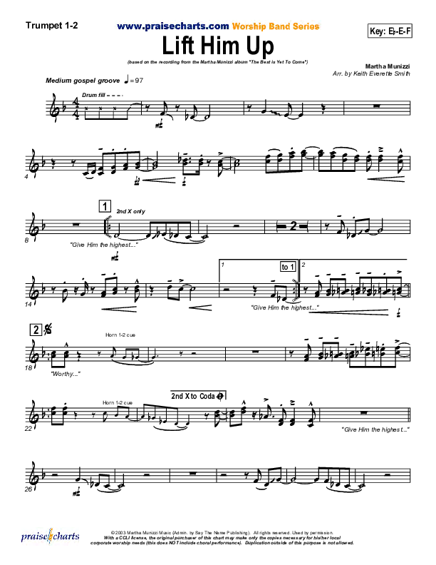 Lift Him Up Trumpet 1,2 (Martha Munizzi)