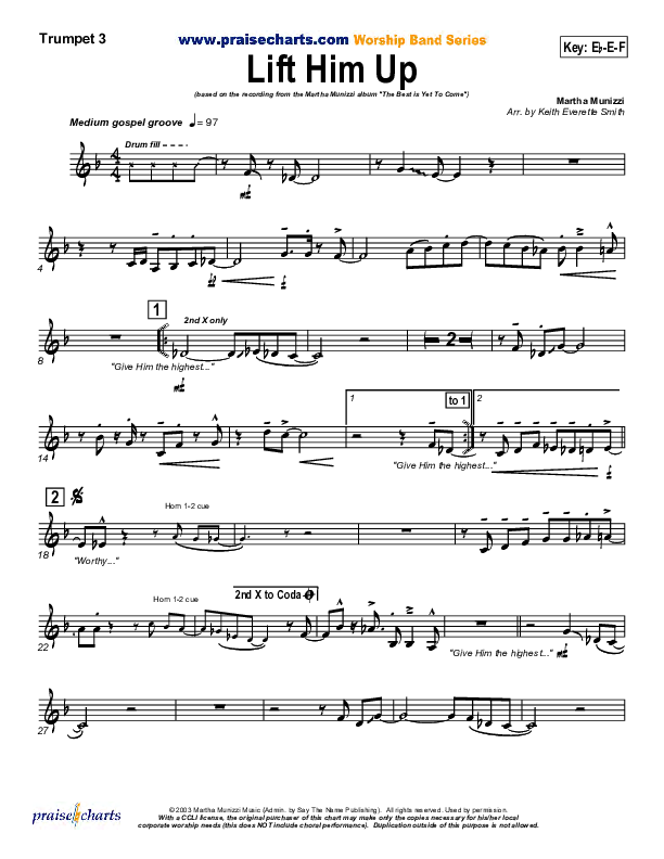 Lift Him Up Trumpet 3 (Martha Munizzi)