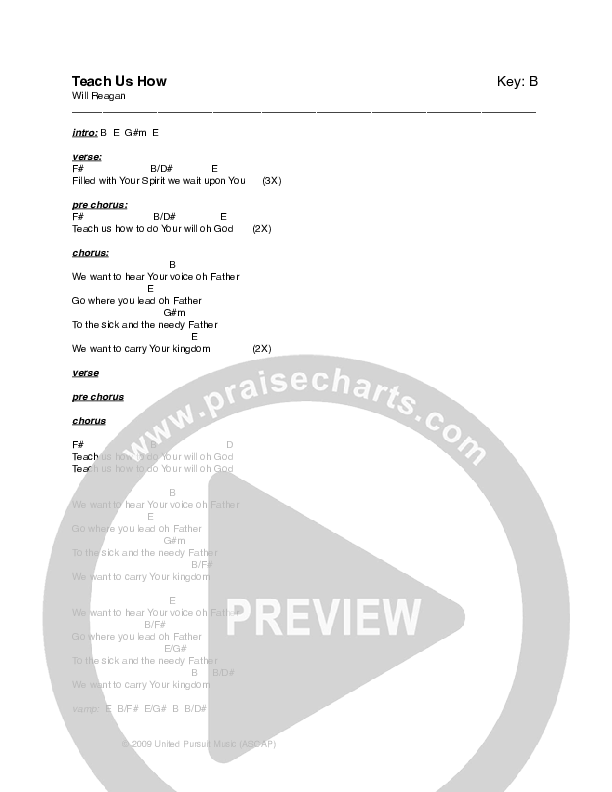 Teach Us How Chords & Lyrics (Will Reagan / United Pursuit)