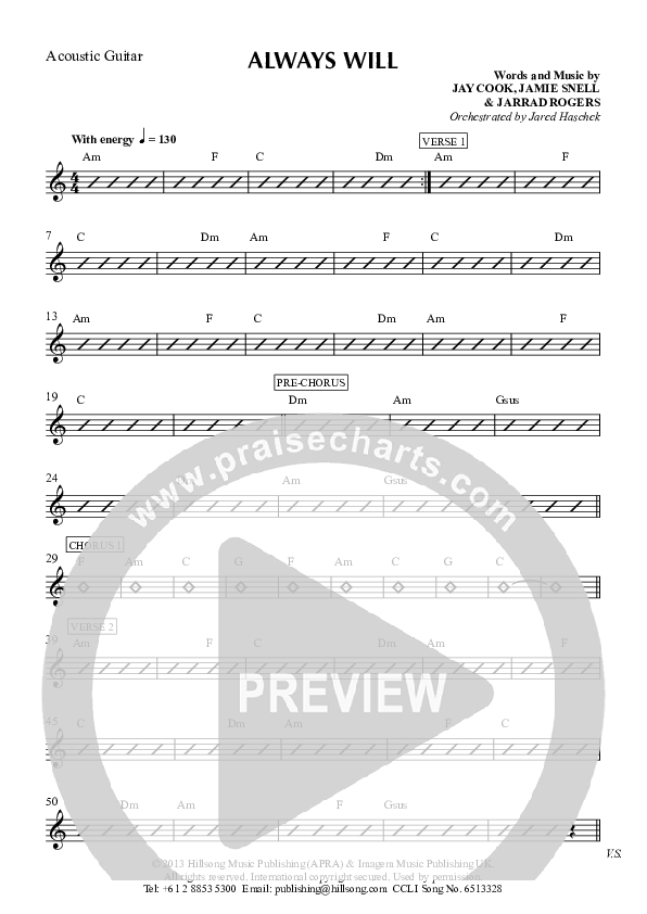 Always Will Acoustic Guitar (Hillsong Worship)