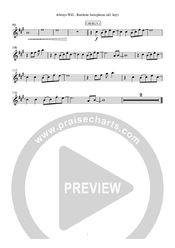 Always Will Bari Sax (Hillsong Worship)