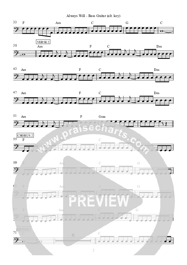 Always Will Bass Guitar (Hillsong Worship)