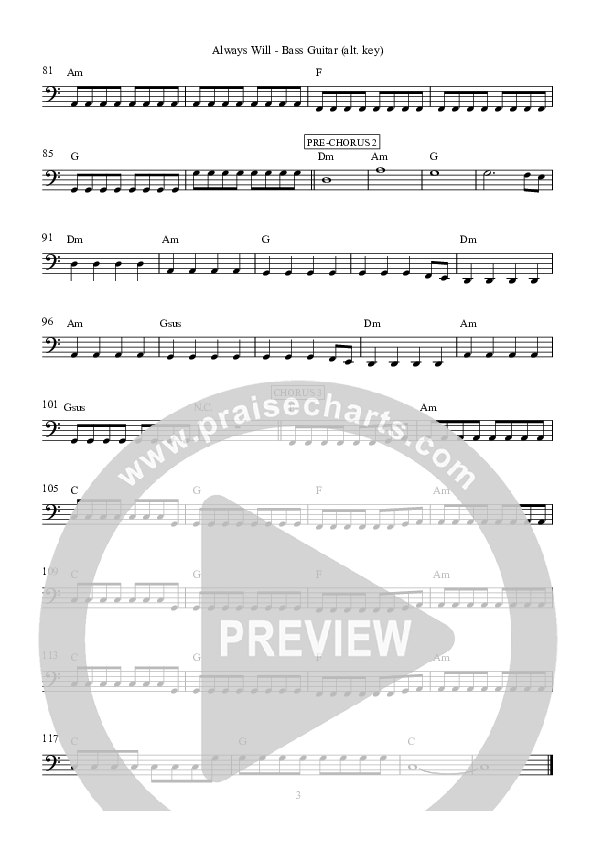 Always Will Bass Guitar (Hillsong Worship)