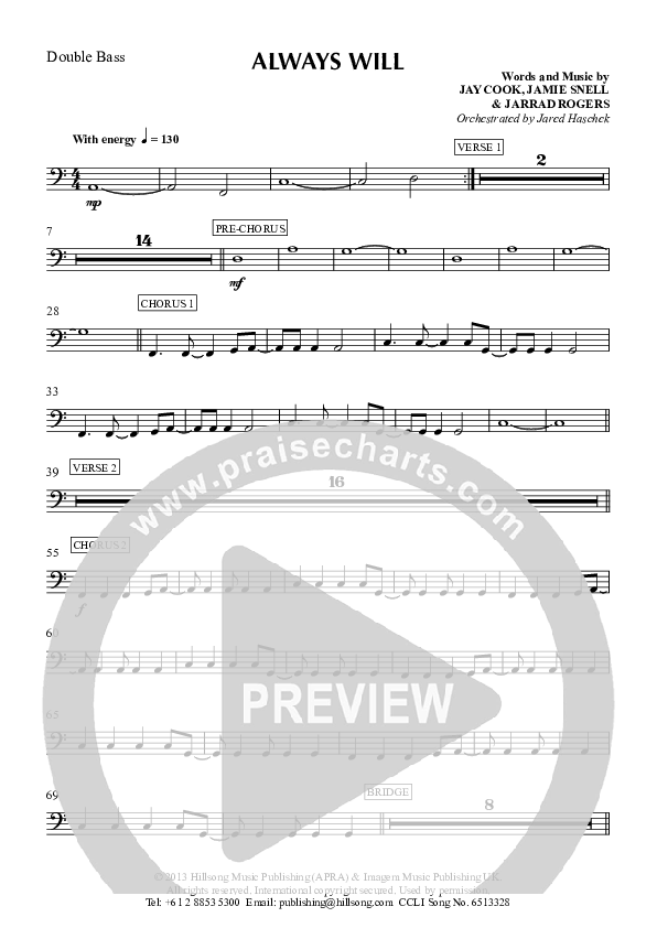 Always Will Double Bass (Hillsong Worship)
