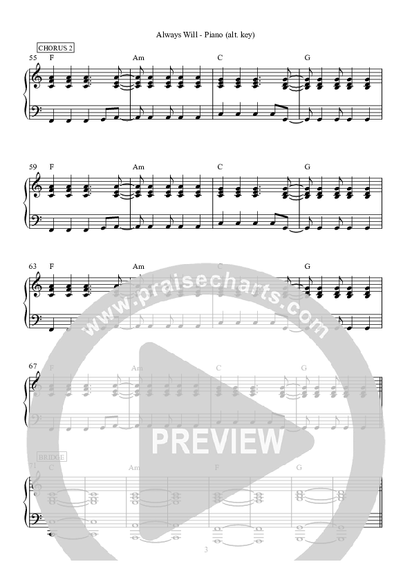 Always Will Piano Sheet (Hillsong Worship)