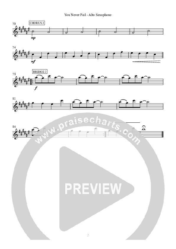 You Never Fail Alto Sax Sheet Music PDF (Hillsong Worship) PraiseCharts
