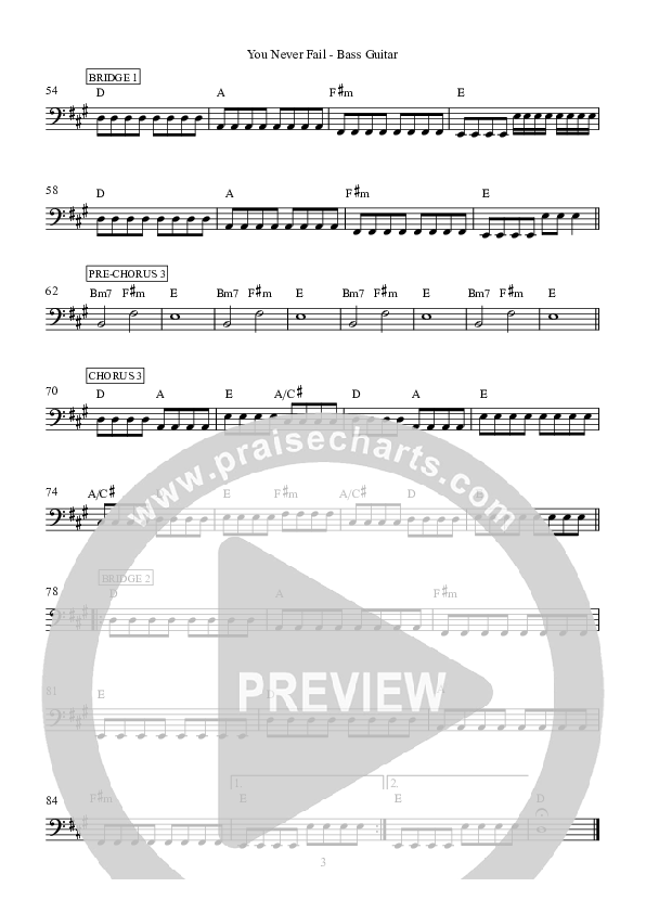 You Never Fail Bass Guitar (Hillsong Worship)