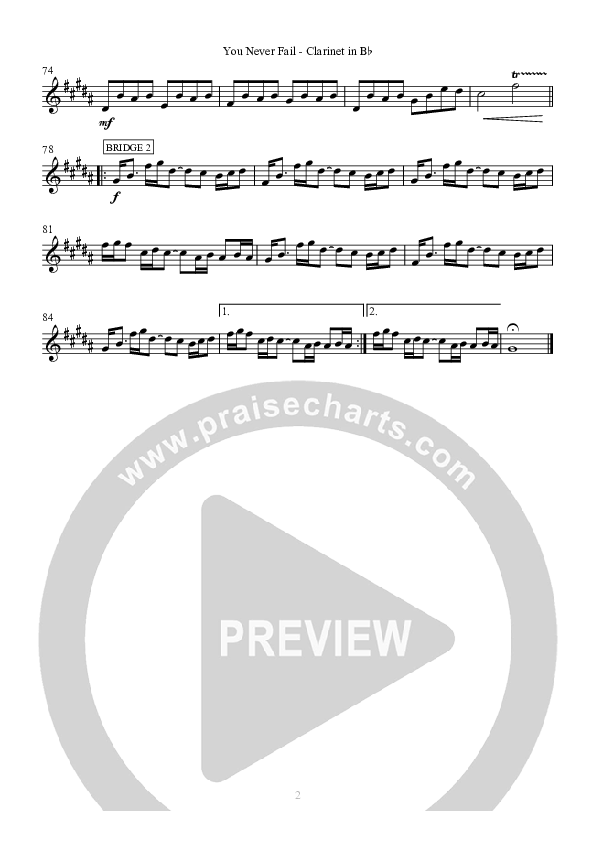 You Never Fail Clarinet (Hillsong Worship)