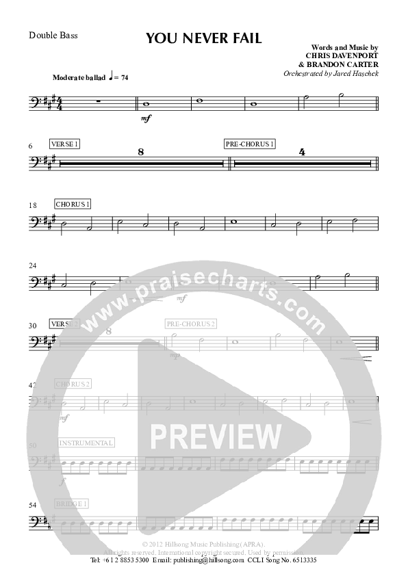 You Never Fail Double Bass (Hillsong Worship)