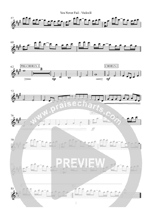 You Never Fail Violin 2 (Hillsong Worship)