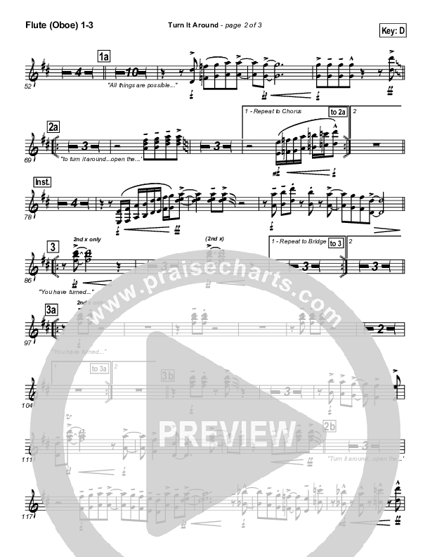 Turn It Around Flute/Oboe 1/2/3 (Israel Houghton)