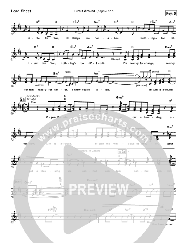 Turn It Around Lead Sheet (Israel Houghton)