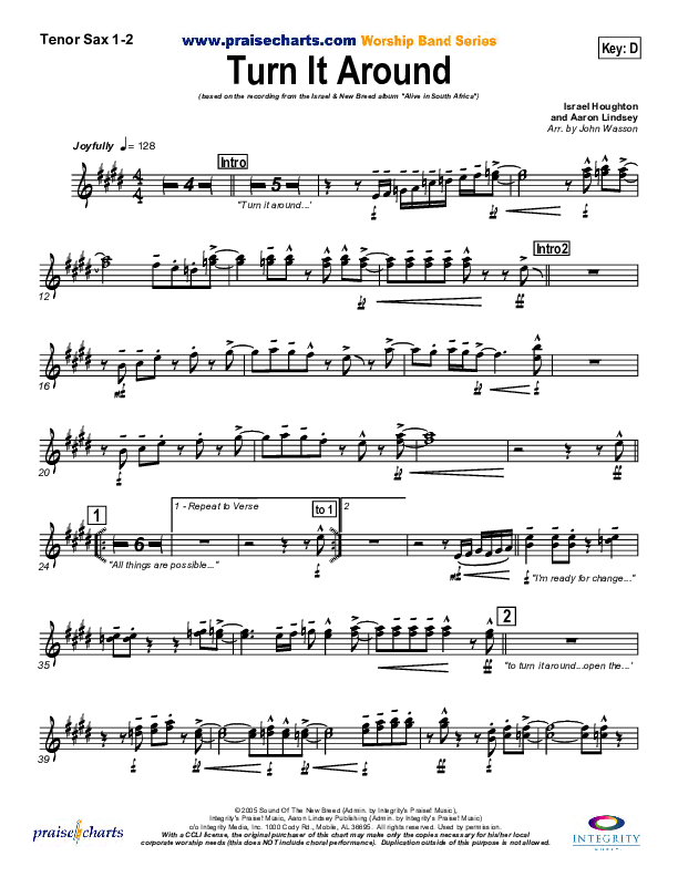 Turn It Around Tenor Sax 1/2 (Israel Houghton)