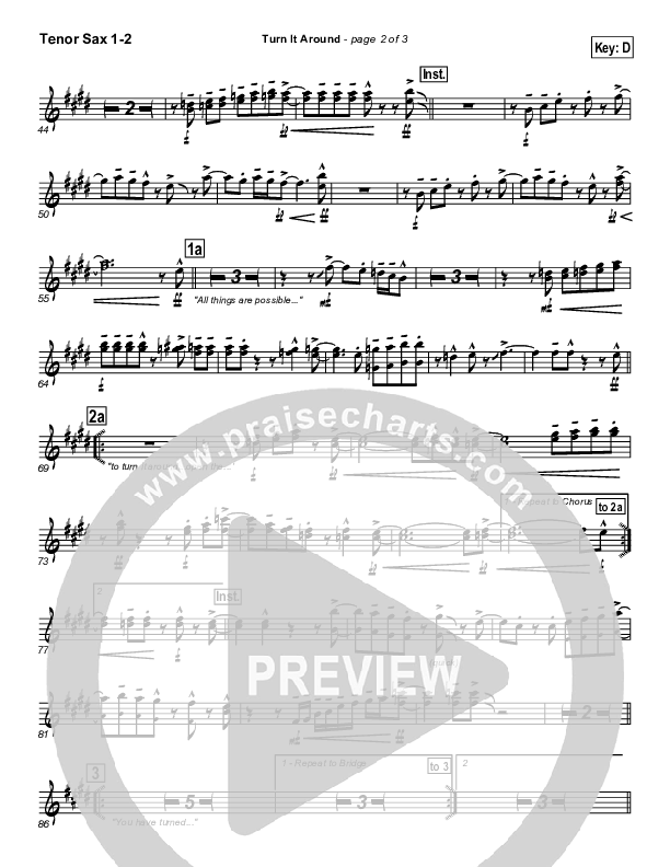 Turn It Around Tenor Sax 1/2 (Israel Houghton)