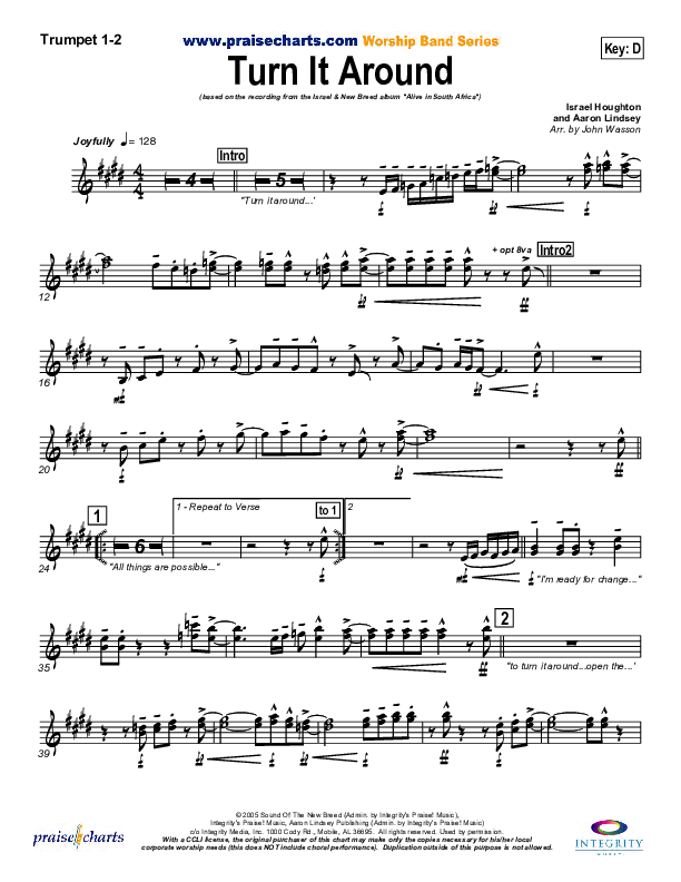 Turn It Around Trumpet 1,2 (Israel Houghton)