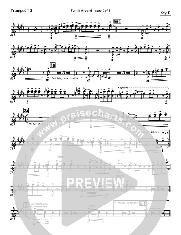 Turn It Around Trumpet 1,2 (Israel Houghton)