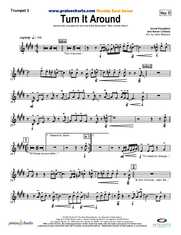 Turn It Around Trumpet 3 (Israel Houghton)