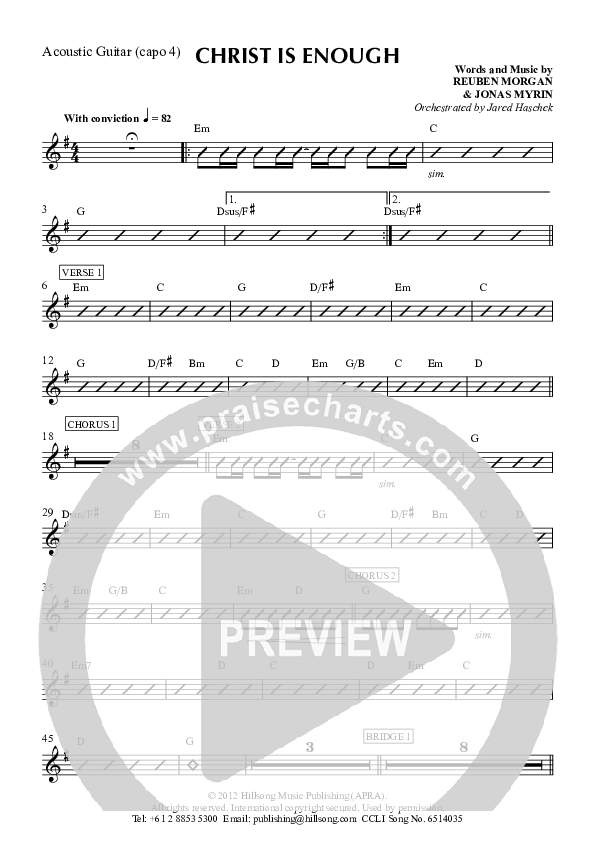 Christ Is Enough Acoustic Guitar (Hillsong Worship)