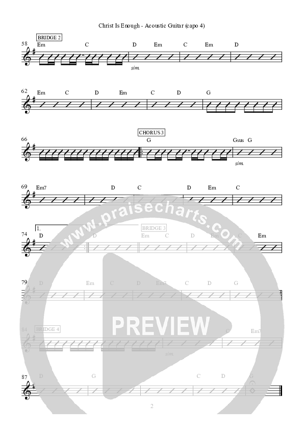 Christ Is Enough Acoustic Guitar (Capo 4) (Hillsong Worship)