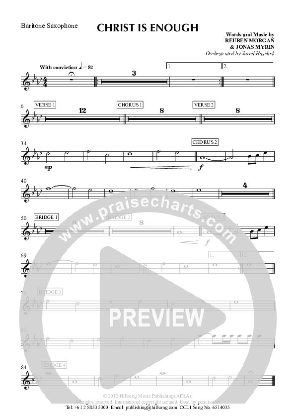 Christ Is Enough Bari Sax (Hillsong Worship)