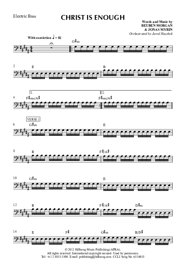 Christ Is Enough Bass Guitar (Hillsong Worship)
