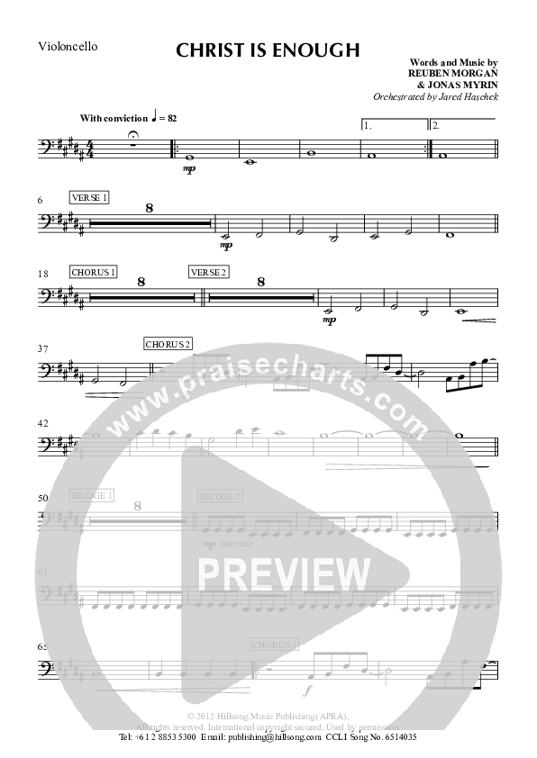 Christ Is Enough Cello (Hillsong Worship)