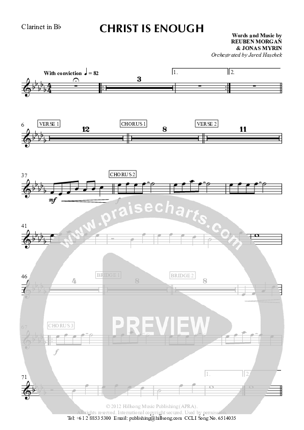 Christ Is Enough Clarinet (Hillsong Worship)