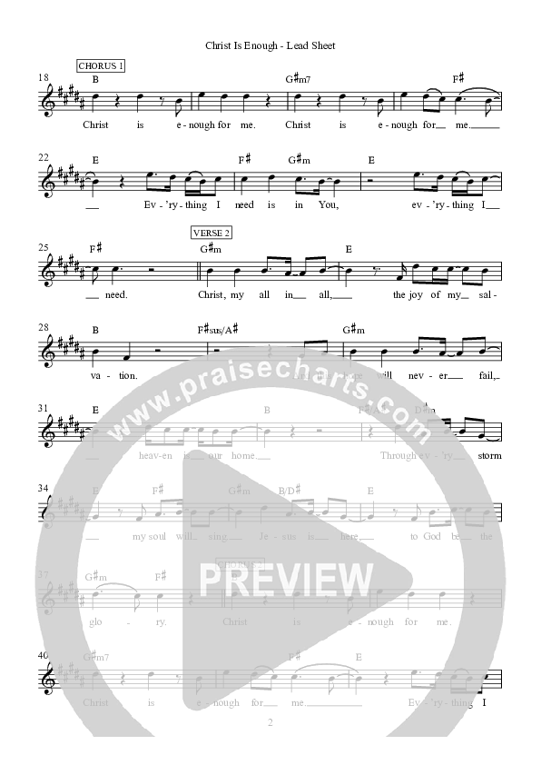 Christ Is Enough Lead Sheet (Hillsong Worship)