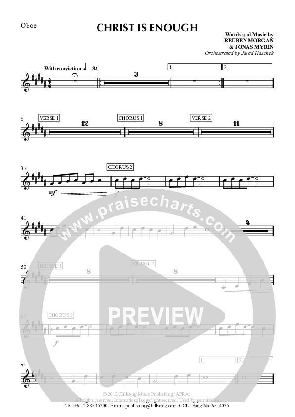 Christ Is Enough Oboe (Hillsong Worship)