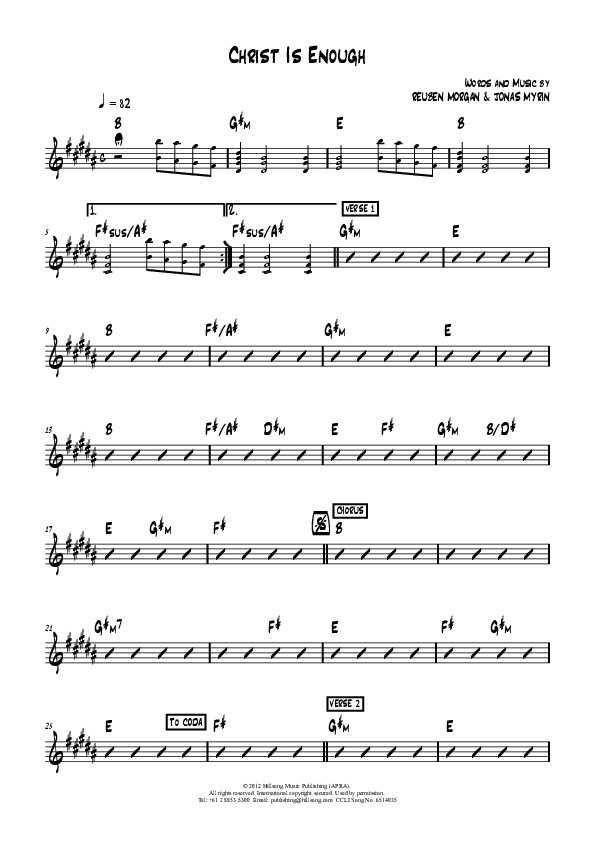 Christ Is Enough Rhythm Chart (Hillsong Worship)
