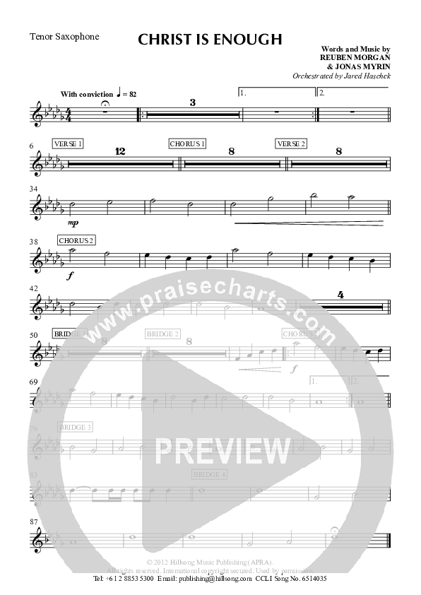Christ Is Enough Tenor Sax 2 (Hillsong Worship)