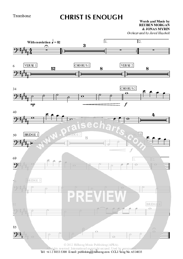 Christ Is Enough Trombone (Hillsong Worship)