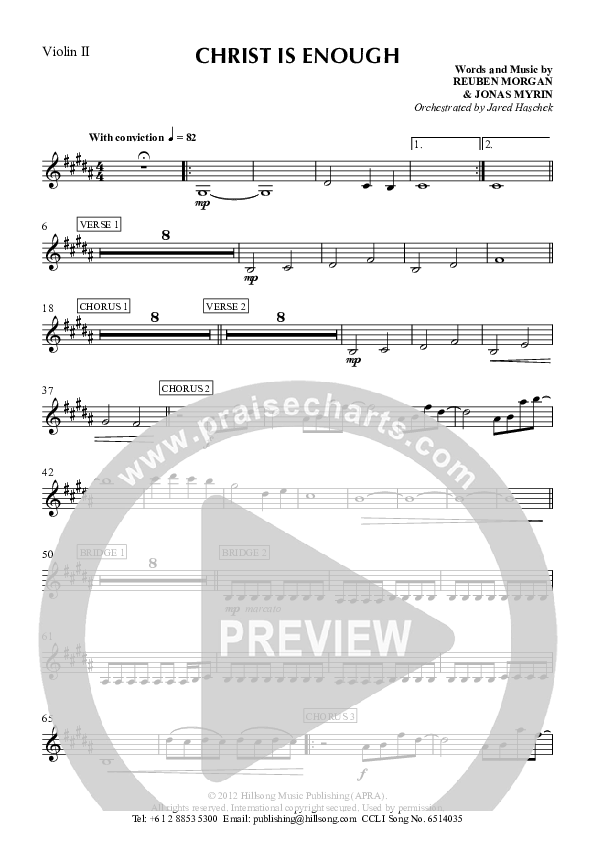 Christ Is Enough Violin 2 (Hillsong Worship)