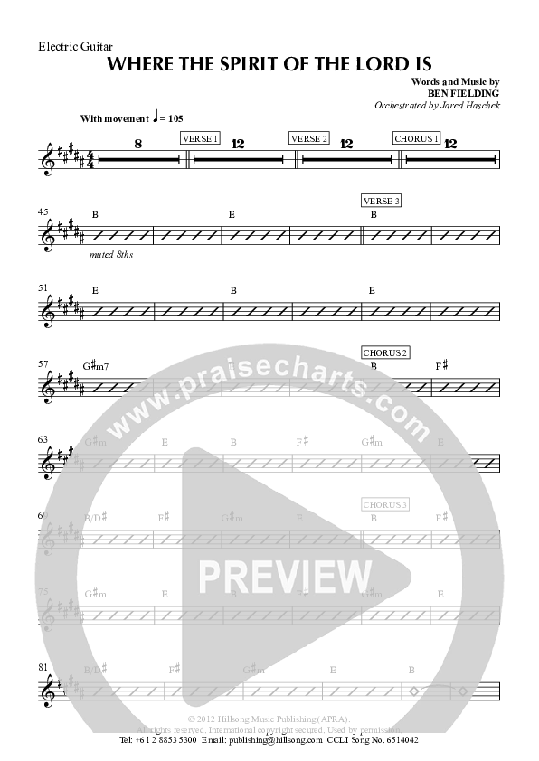 Where The Spirit Of The Lord Is Electric Guitar (Hillsong Worship)