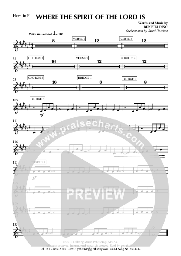 Where The Spirit Of The Lord Is French Horn (Hillsong Worship)
