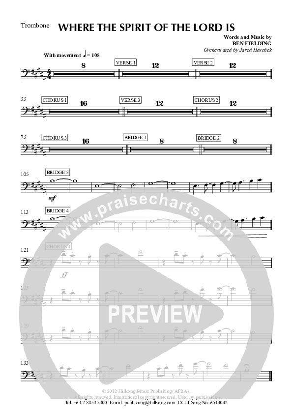 Where The Spirit Of The Lord Is Trombone (Hillsong Worship)