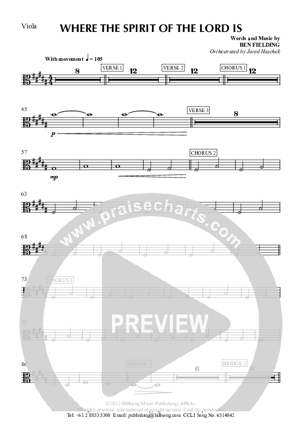 Where The Spirit Of The Lord Is Viola (Hillsong Worship)