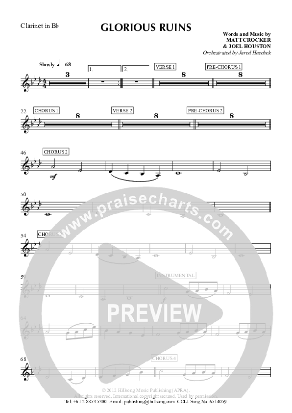 Glorious Ruins Clarinet (Hillsong Worship)